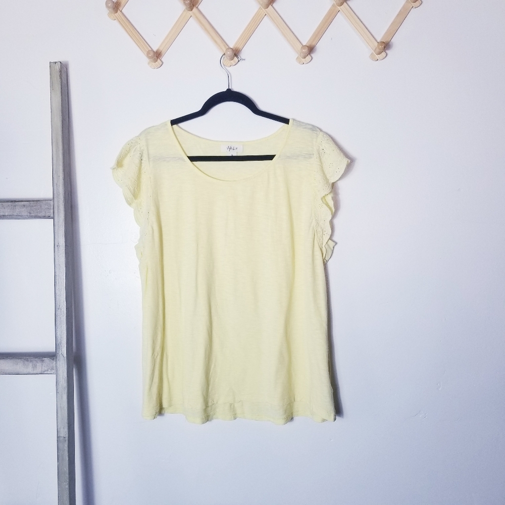 STYLE & CO YELLOW FLUTTER SLEEVE BLOUSE SIZE XL